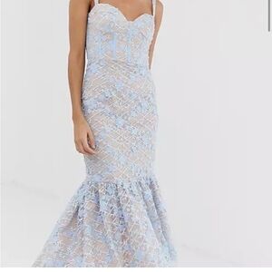 Blue Floral Embroidered Dress